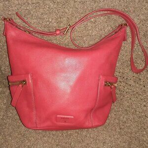 FOSSIL EMERSON Hobo-Red Pebbled Leather-NWT